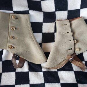 Womens dress spats, antique, English Boxcloth, circa 1914-1920
